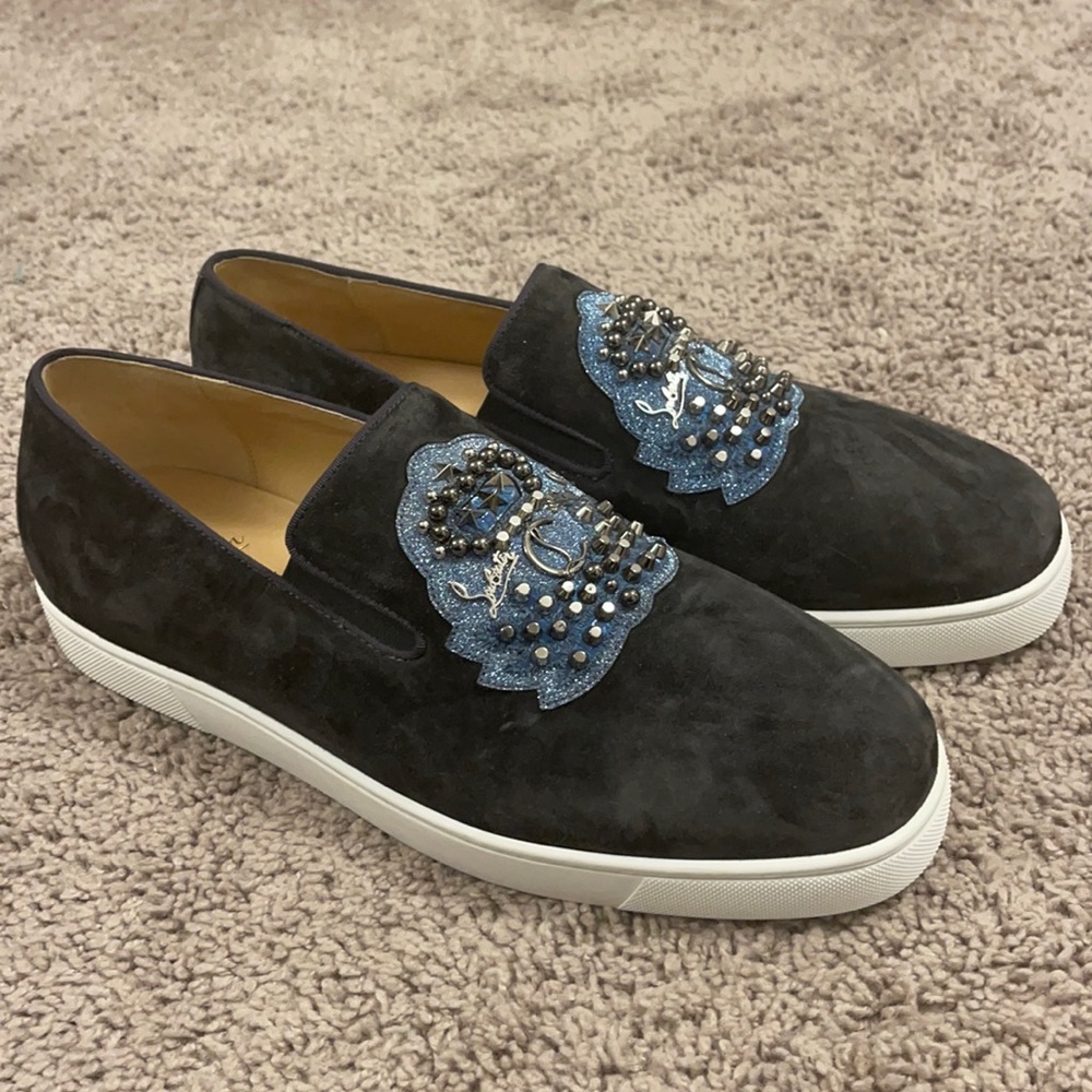 MEN Christian Louboutin grey blue boat shoes